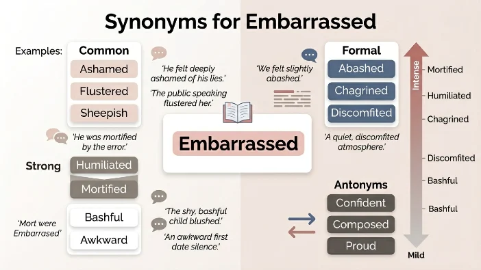 Synonyms for Embarrassed