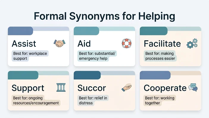 Formal Synonyms for Helping